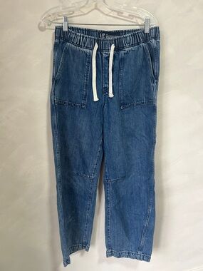 GAP SuperSoft Pull-On Barrel Jeans blue sz small petite “medium blue” joggers